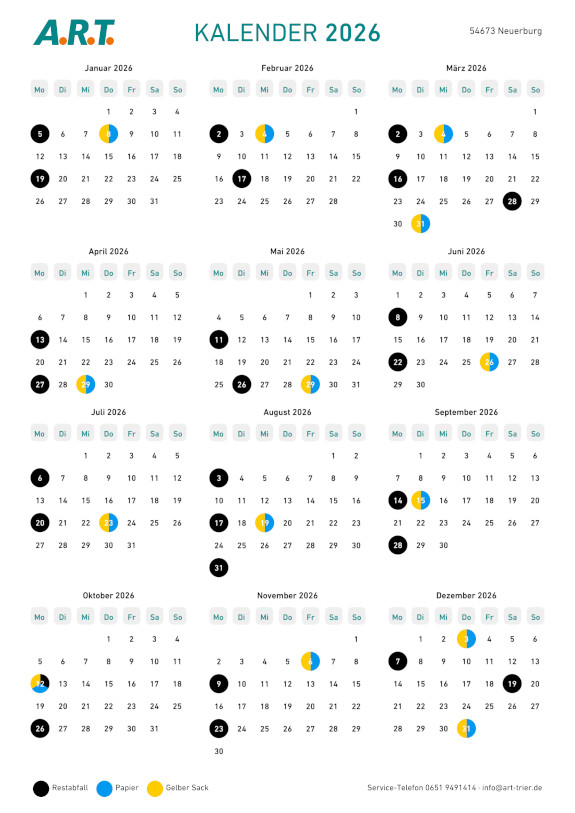 Abfall kalender 54673 Neuerburg 2026